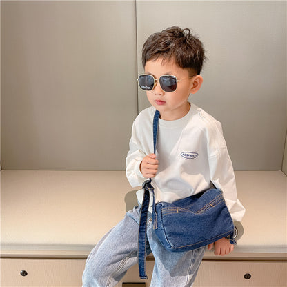 Children's Korean Style Simple Denim Boys Fashion Children's Shoulder Bags