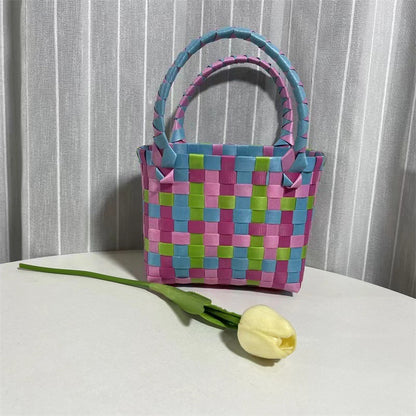 Plastic Woven Vegetable Basket Group Building Hand-made Wedding Companion Handbags