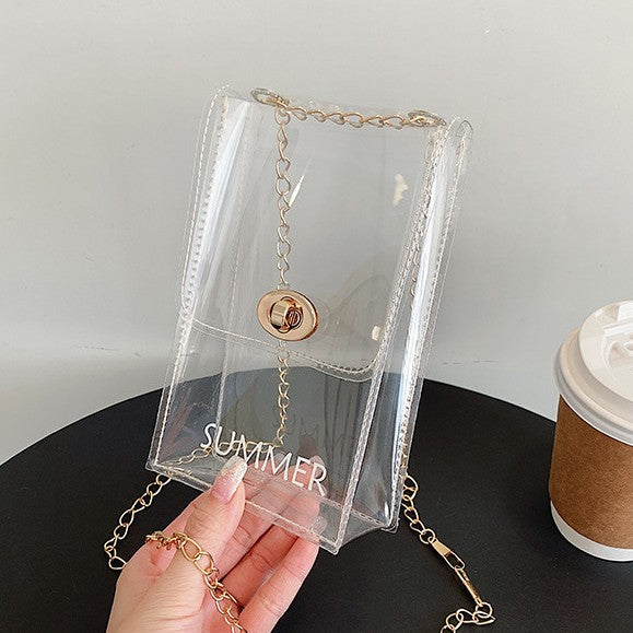 Printed Jelly Transparent Mobile Chain Beach Crossbody Bags