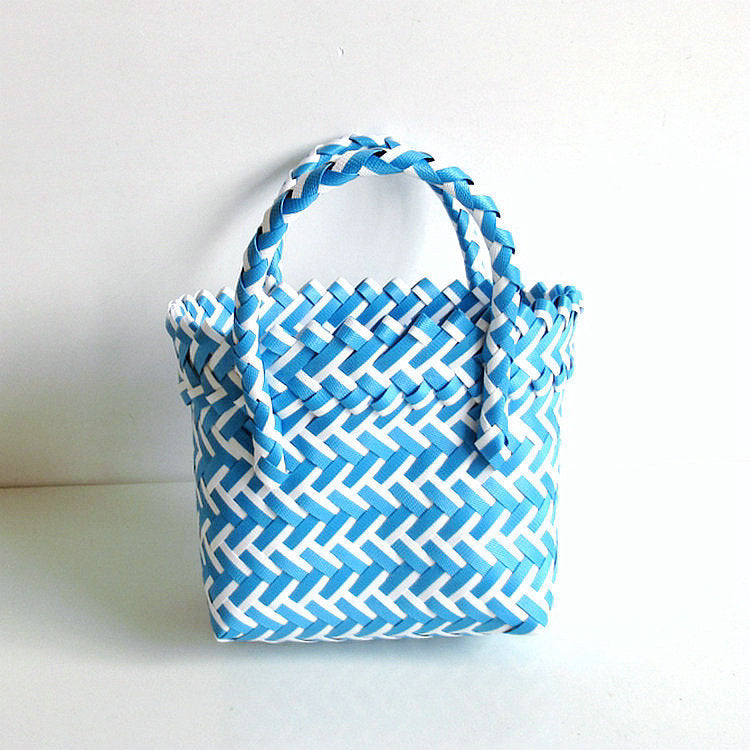 Women's Woven Color Matching Plastic Hand Gift Handbags