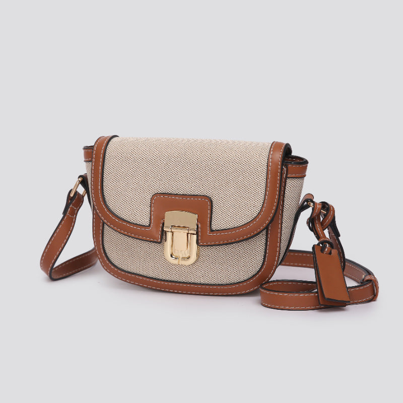 Contrast Color One Saddle Trendy Retro Crossbody Bags