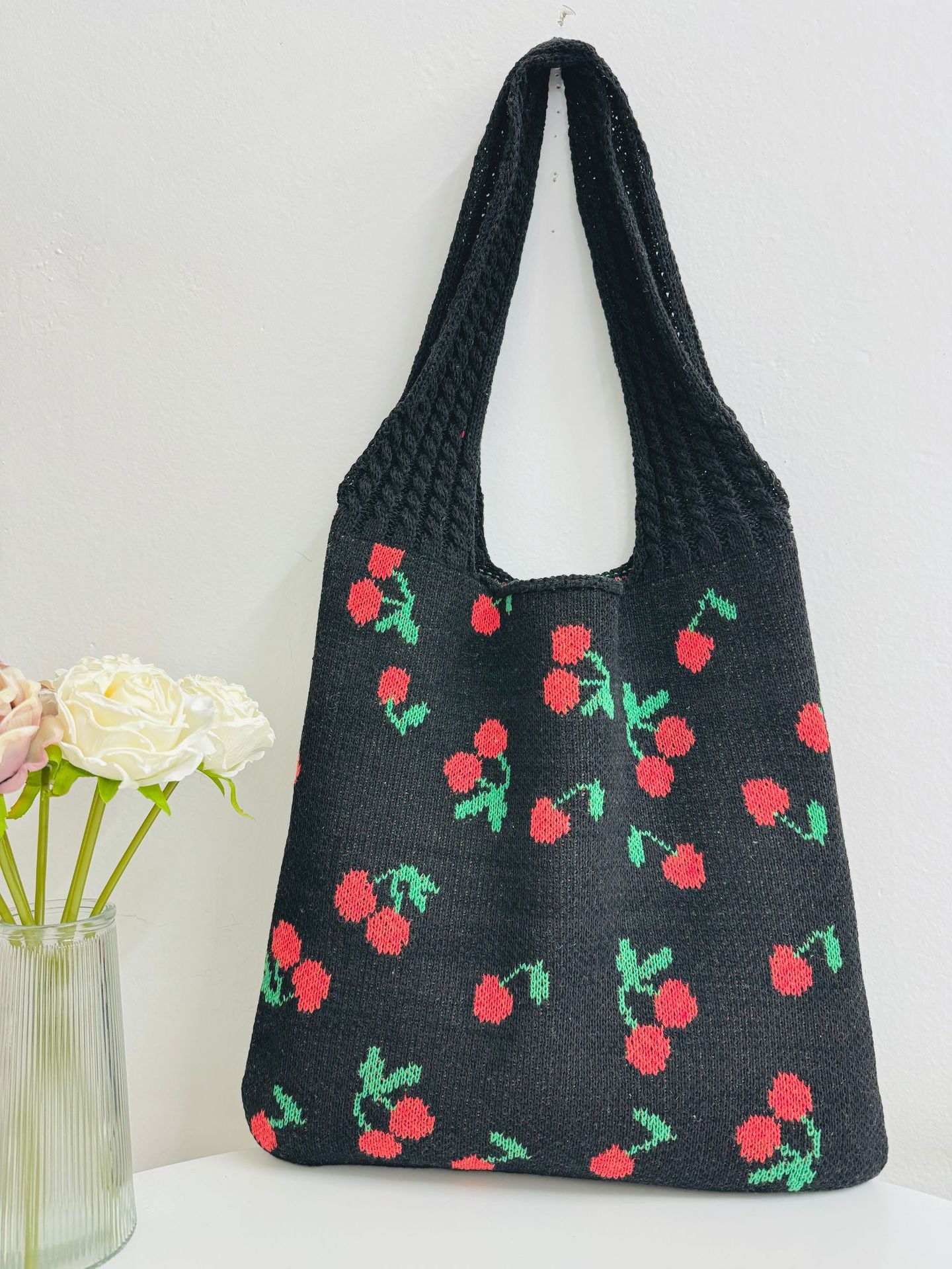 Knitted Bowknot Woven Large Capacity Totes Shoulder Bags