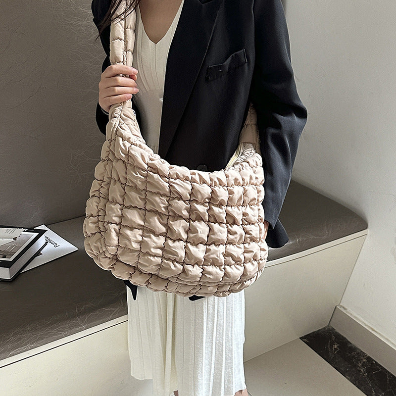 Women's Pleated Cloud Cotton Jacket Commuter Bubble Crossbody Bags