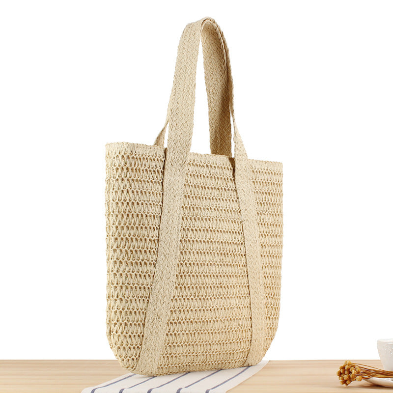 Seaside Holiday Large Capacity Straw Tote Premium French Shoulder Bags