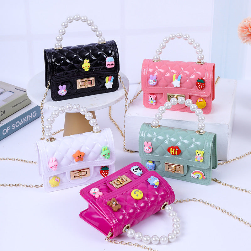 Handmade Patch Mini Pearl Tote Gel Handbags