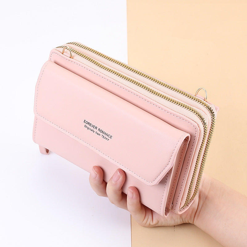 Women's Cell Fashion Long Double Zipper Korean Phone Bags