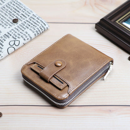 Men's Short Multiple Slots Zipper Fashion External Men's Wallets