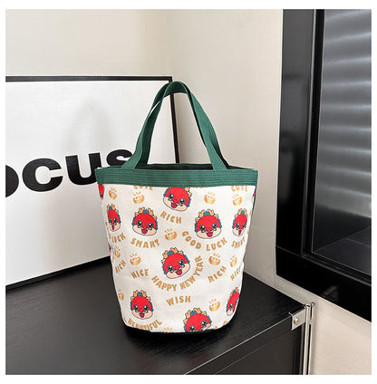 Large Capacity Cartoon Canvas Family Lunch Box Handbags