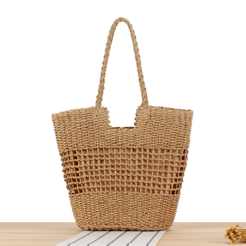 Women's Straw Woven French Minority Hollow One Large Shoulder Bags