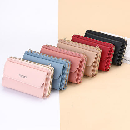 Women's Cell Fashion Long Double Zipper Korean Phone Bags