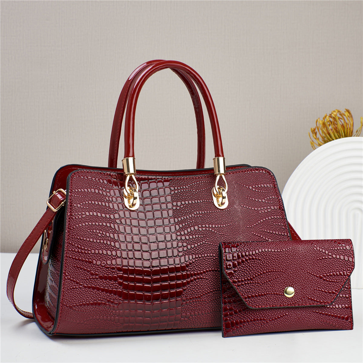 Women's Large Capacity Fashion Crocodile Pattern Mother Handbags