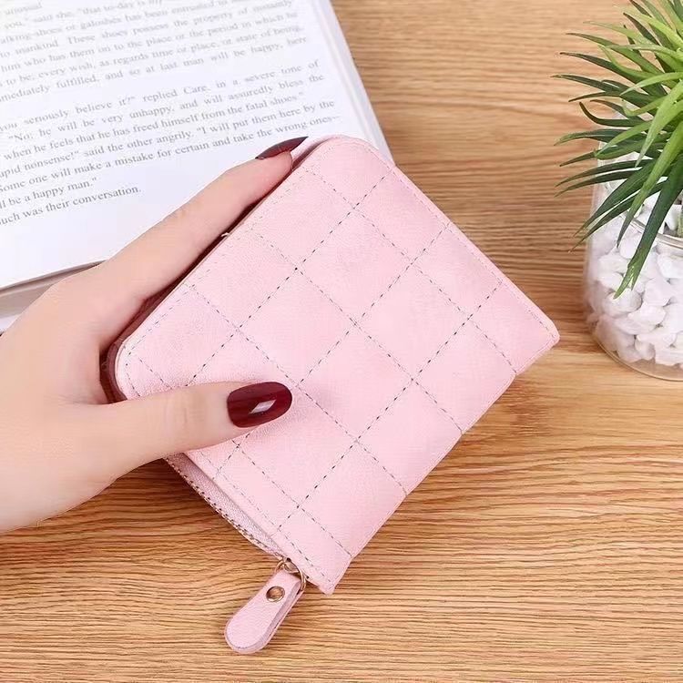 Women's Korean Simple Mini Plaid High Retro Ladies Wallets