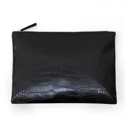 Crocodile Pattern Leather Hand Holding Envelope Handbags