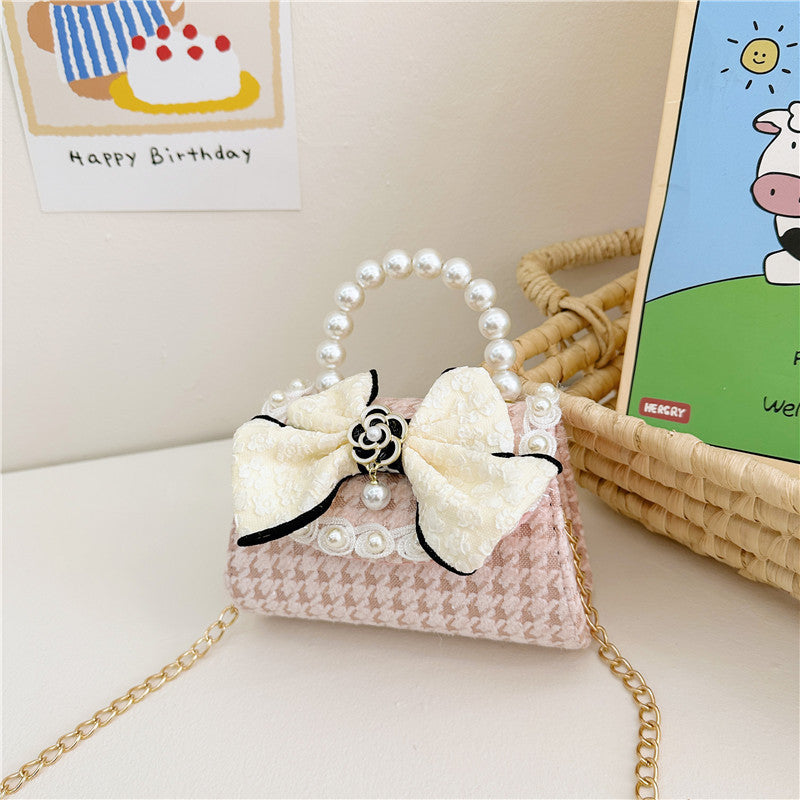 Fashion Autumn Pearl Cute Bow Mini Children's Shoulder Bags