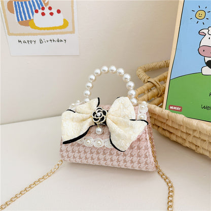 Fashion Autumn Pearl Cute Bow Mini Children's Shoulder Bags