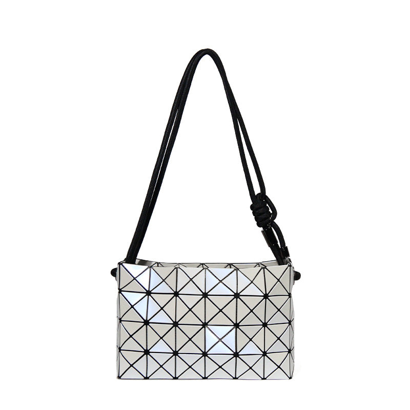 Women's Square Drawstring Pillow Rhombus Simple Bucket Bags