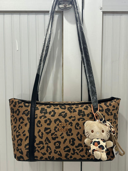 Women's High-grade Suede Underarm Popular Commuter Leopard Shoulder Bags