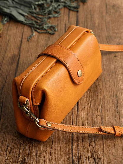 Handmade Summer Vegetable Tanning Leather Frame Crossbody Bags