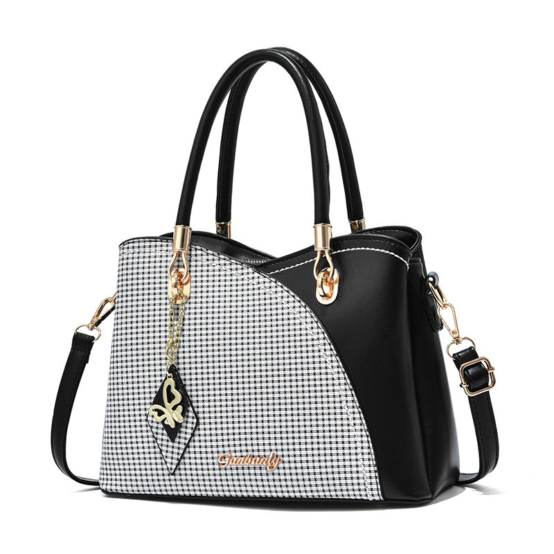 Women's Fashion Large Capacity Plaid Contrast Color Handbags