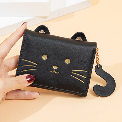 Women's Short Cute Fresh Cat Multiple Ladies Wallets