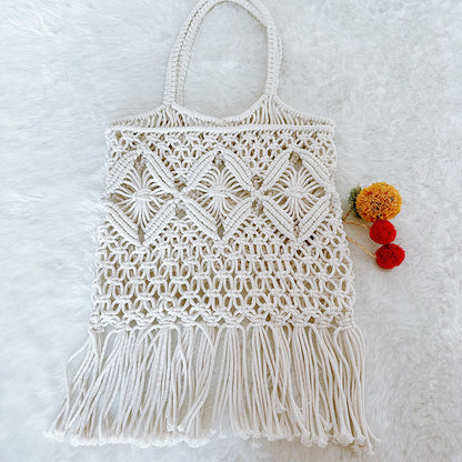 Handmade Woven Pouch Tassel Straw Hollow Handbags