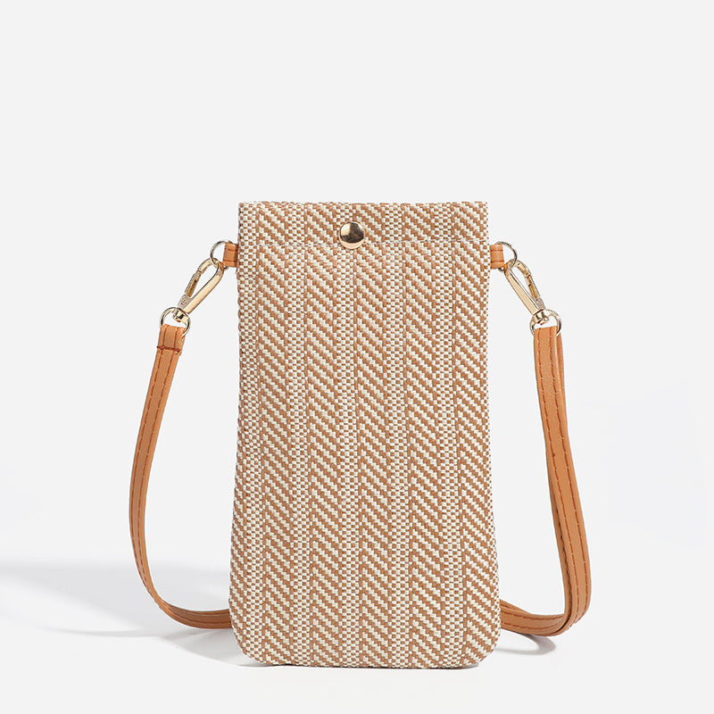 Women's Summer Beach Woven Vertical Mobile Straw Bags