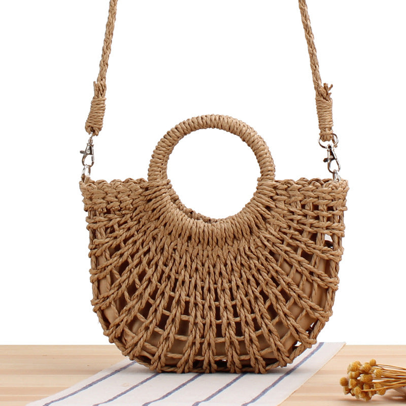 Women's Style Popular Semicircle Hollow Straw Beach Bags