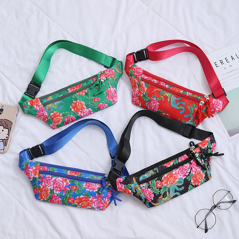 Women's Flower Cloth Leisure Mobile Close-fitting Working Waist Packs