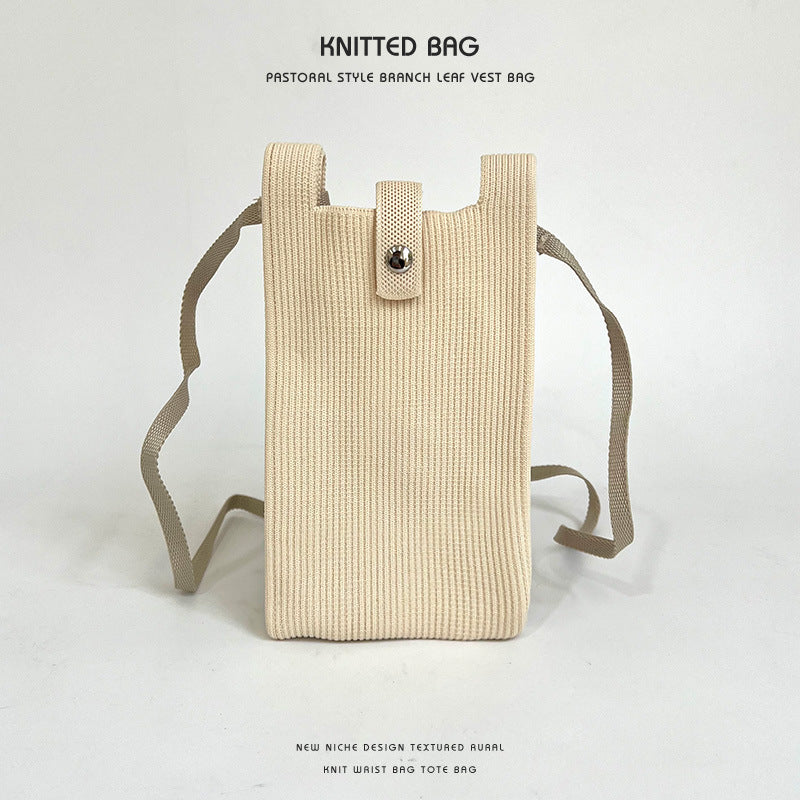 Classy Solid Color Niche Knitted Korean Phone Bags