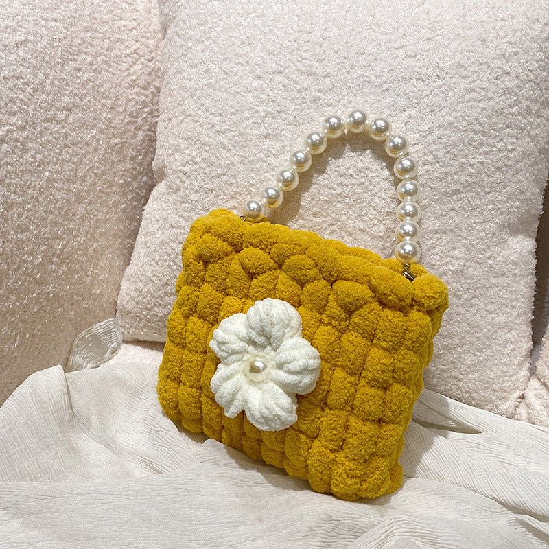 Hand-woven Cream Puff Floral Material For Bags