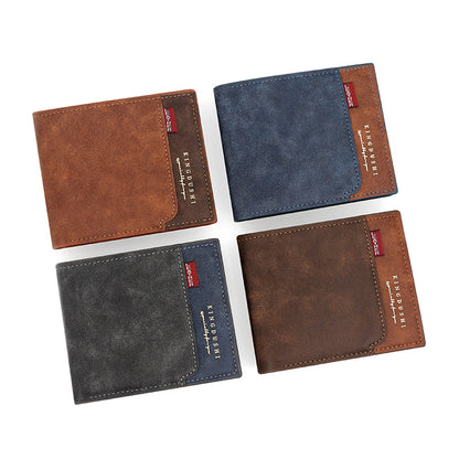 Men's Short Sier Pocket Stitching Matte Leather Men's Wallets