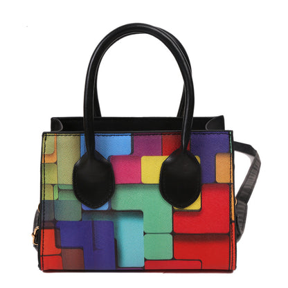 Color Contrast Patchwork Western Style Small Shoulder Bags