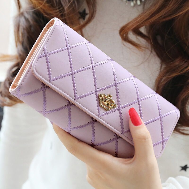 Women's Capacity Long Thin Fashion Mobile Rhombus Ladies Wallets