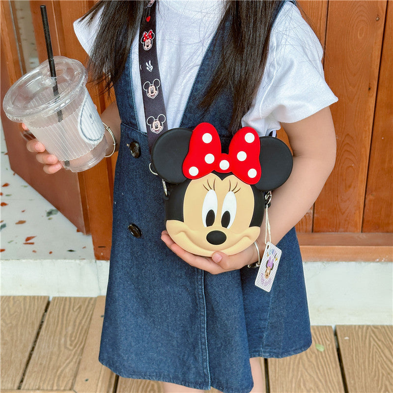 Cute Minnie Mickey Cartoon Silicone Mobile Children's Shoulder Bags