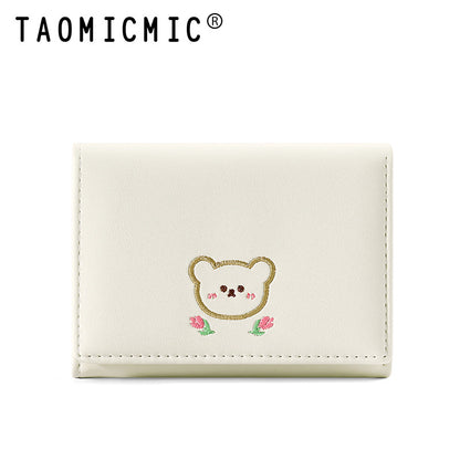 Women's Style Short High-grade Folding Embroidered Ladies Wallets