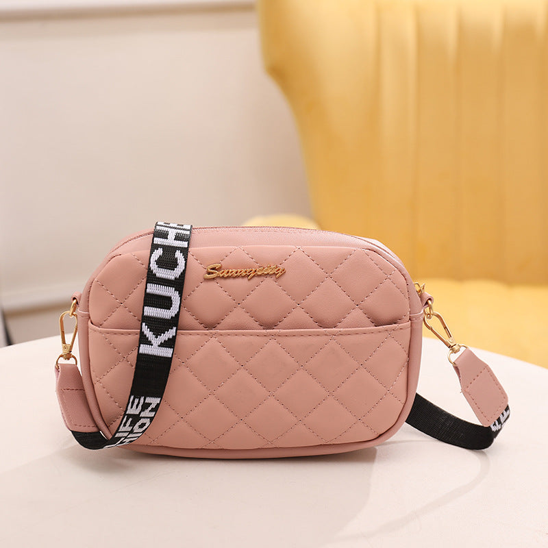 Women's Fashion Rhombus Embroidered Strap Letter Printing Crossbody Bags