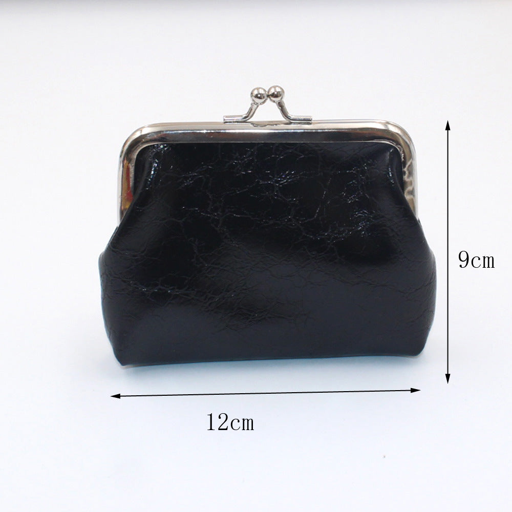 Women's Wax Leather Inch Short Small Clutch Coin Purses