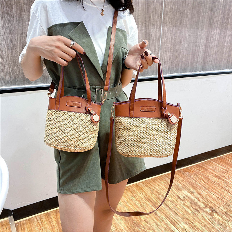 Slouchy Women's Fashion Straw Portable Beach Crossbody Bags