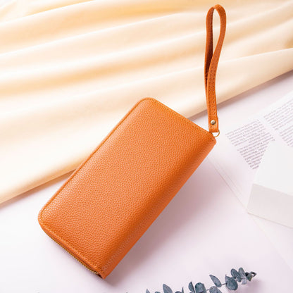 Women's Long Macaron Zipper Lychee Pattern Ladies Wallets