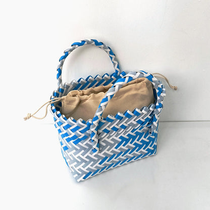 Women's Woven Color Matching Plastic Hand Gift Handbags