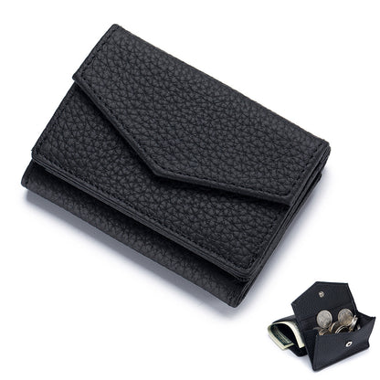 Women's High-grade Leather Short Trifold Mini Slot Ladies Wallets