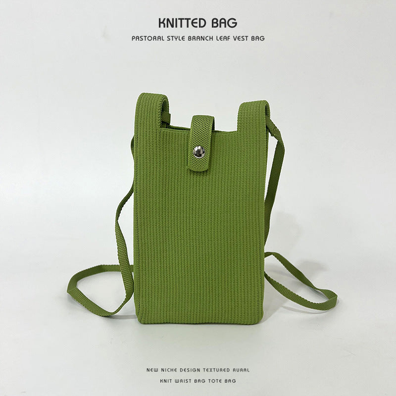 Classy Solid Color Niche Knitted Korean Phone Bags