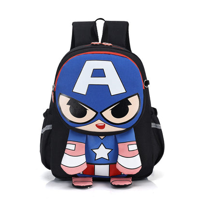 Children's Cute Super Boy Portable Burden Alleviation Kindergarten School Bags