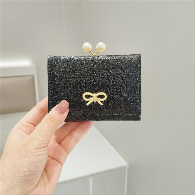 Women's Sweet Fashion Small Fresh Solid Color Bow Ladies Wallets