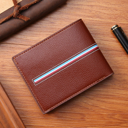 Men's Short Korean Horizontal Ribbon Contrast Color Men's Wallets