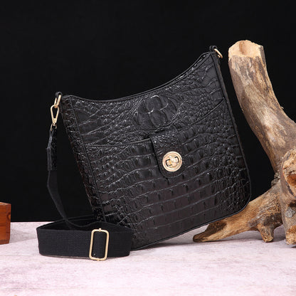 Women's Portable Retro Brahmin Crocodile Pattern Crossbody Bags