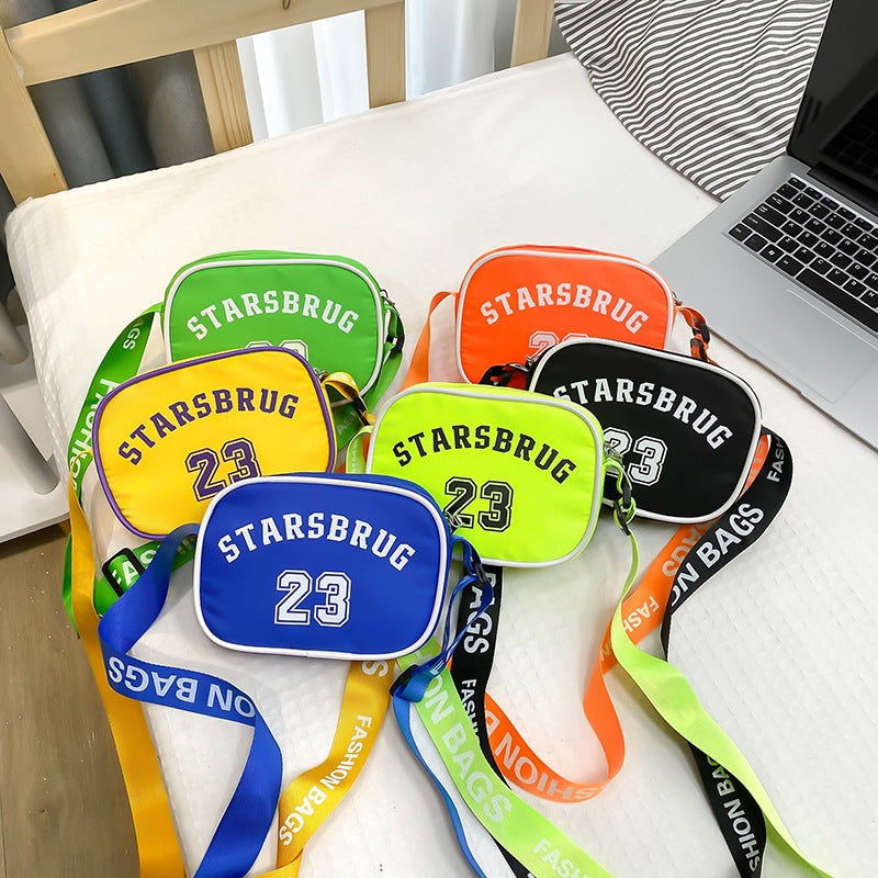 Children's Korean Style Candy Color Nylon Letter Boys Children's Shoulder Bags