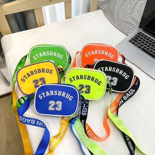 Children's Korean Style Candy Color Nylon Letter Boys Children's Shoulder Bags