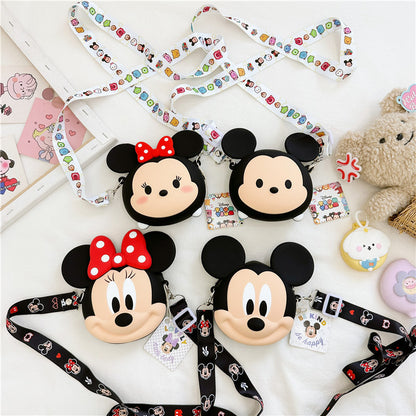 Cute Minnie Mickey Cartoon Silicone Mobile Children's Shoulder Bags