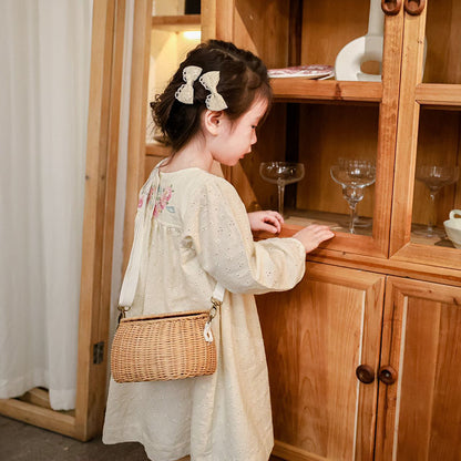 Petits sacs à bandoulière pour enfants en rotin tressé à la main en paille pour garçons